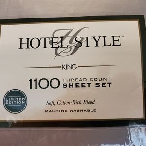 New 1100 thread count king sheet set in soft silver.